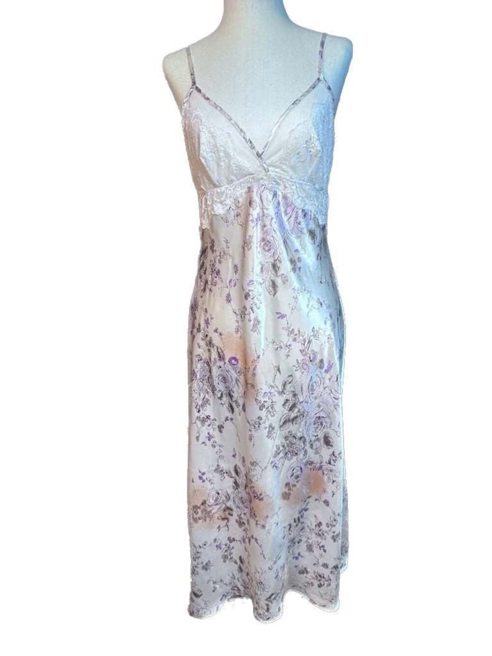 Midi Linea Donatella satin and lace floral slip